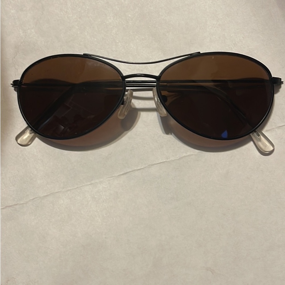 Men's Black Metal Frame Sunglasses with Brown Lenses
